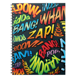 Lustige Retro-Comic-Book-Pop-Art-Sounds Notizblock