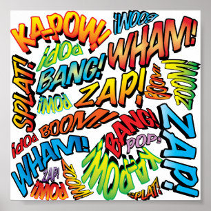 Lustige Retro-Comic-Book-Pop-Art-Sounds Poster