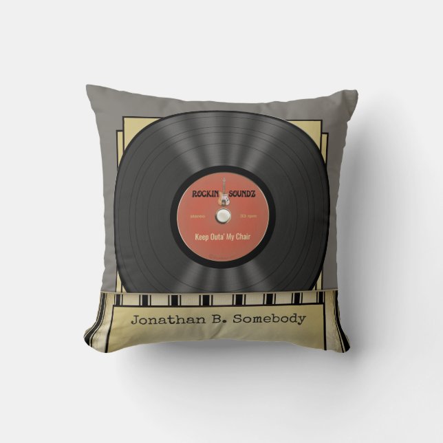 Lustige Retro Felsen-Vinylaufzeichnung Kissen (Vorderseite)