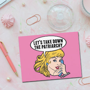 Lustige Retro-Feministische Pop-Art-Girl-Rosa-Poli Postkarte