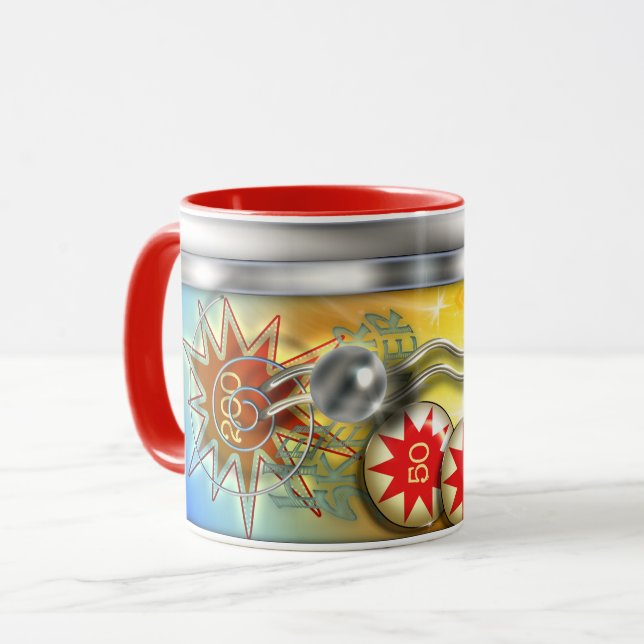 Lustige Retro Flipperautomat-Maschine Tasse (Vorderseite Links)
