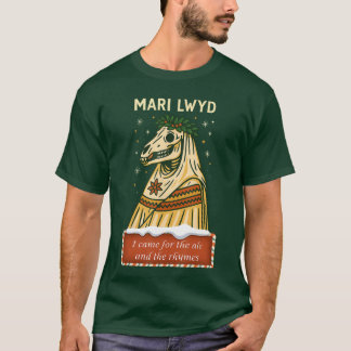 Lustige Retro-Folklore-Skelettpferd Mari Lwyd Yule T-Shirt
