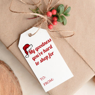 Lustige Retro-Funky-Handzeichnung Santa-Hut Weihna Geschenkanhänger