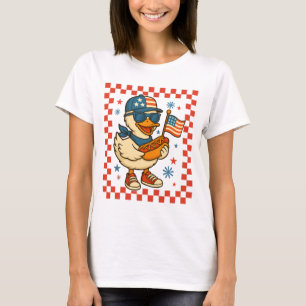 Lustige Retro-Gans 4. Juli Patriotische USA-Flagge T-Shirt