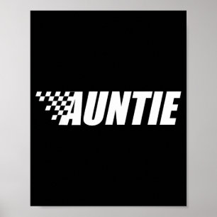 Lustige Retro-Karo-Tante Schwarz-Weiß-Rennen Poster