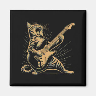 Lustige Retro-Katze Rock-Musik Männer Kinder Fraue Magnet