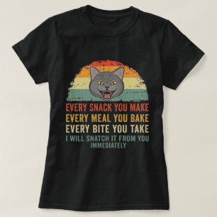 Lustige Retro-Katzen-Snackdieb-Parodie-Kunst T-Shirt