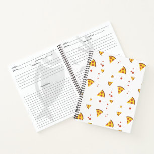 Lustige Retro-Peperoni-Pizza im minimalistischen M Notizbuch