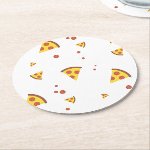Lustige Retro-Peperoni-Pizza im minimalistischen M Runder Pappuntersetzer