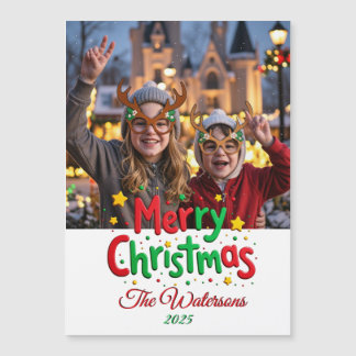 Lustige Retro-Schrift Frohe Weihnachten Letterpres Magnetkarte