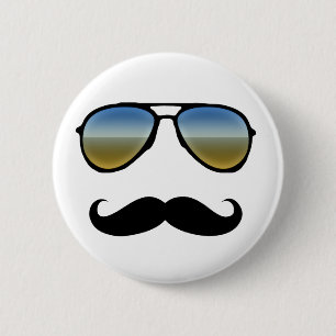 Lustige Retro Sonnenbrille mit dem Schnurrbart Button