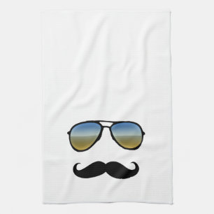 Lustige Retro Sonnenbrille mit dem Schnurrbart Küchentuch
