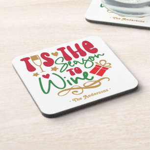 Lustige Retro-’Tis the Season to Wine Weihnachten Getränkeuntersetzer