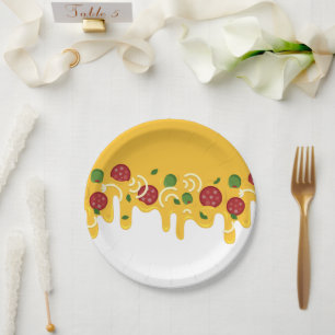 Lustige Retro-triefende Pizza-Käse-Keto-Party Pappteller