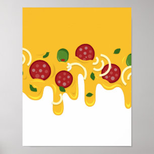 Lustige Retro-triefende Pizza-Käse-Keto-Party Poster