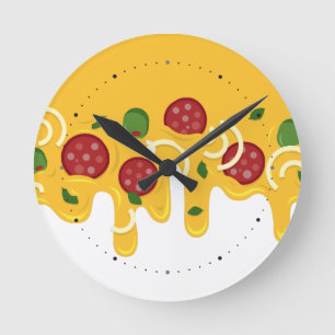 Lustige Retro-triefende Pizza-Käse-Keto-Party Runde Wanduhr