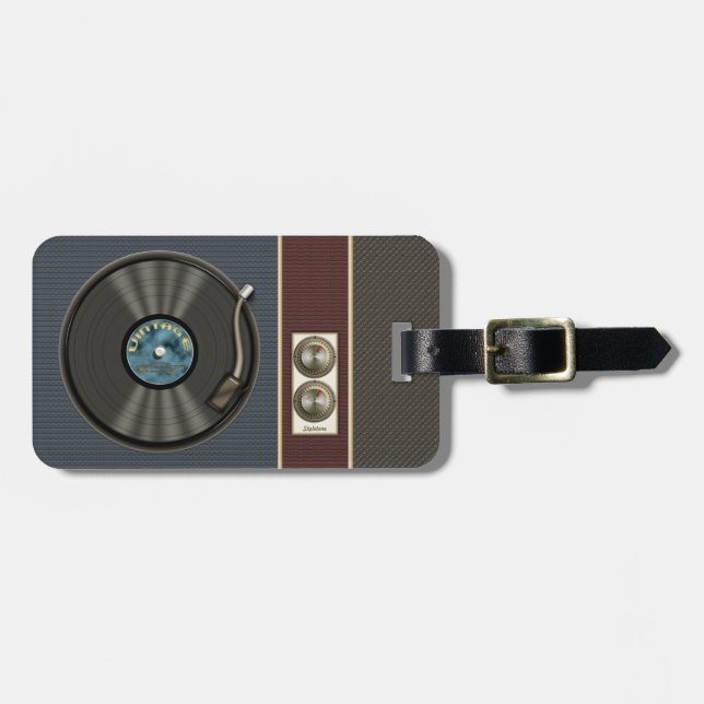 Lustige Retro Vinylaufzeichnung Gepäckanhänger (Vorderseite horizontal)