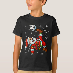 Lustige Retro-Weihnachtsmann spielt Fußball-Pyjama T-Shirt