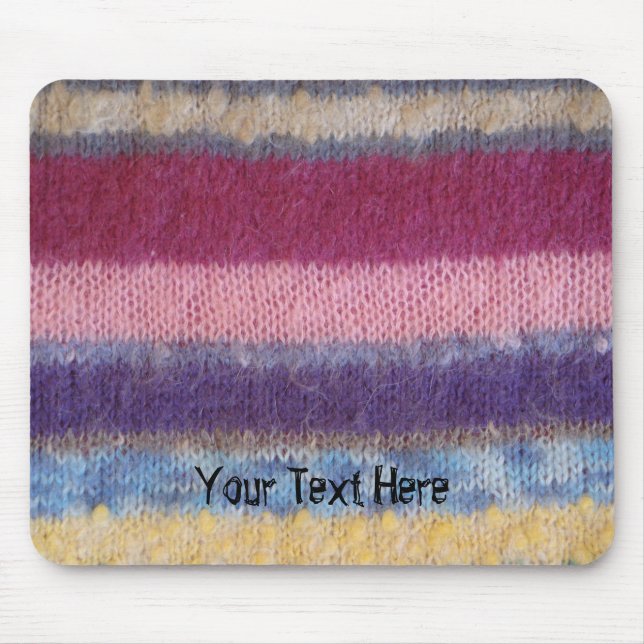 lustige Retromuster bunt gestrickte Streifen Mousepad (Vorne)