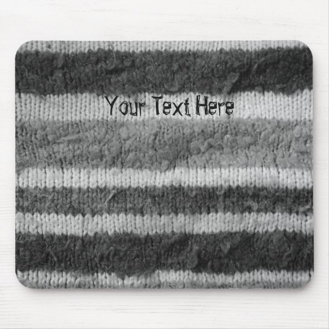 lustige Retromuster schwarz-weiß gestrickte Streif Mousepad (Vorne)