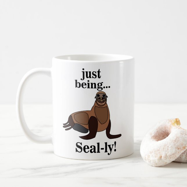 Lustige Robben Kaffeetasse (Mit Donut)