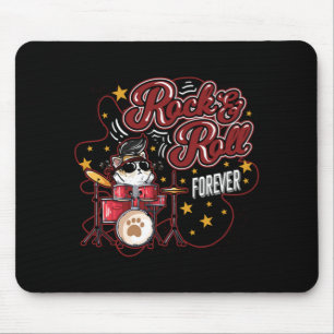 Lustige Rock n Roll für immer cooler Drummer-Katze Mousepad