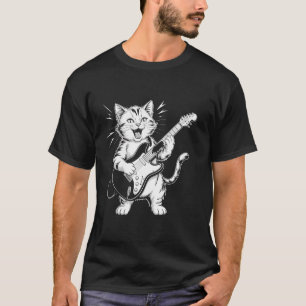 Lustige Rockkatze spielt Gitarre Katze Gitarre T-Shirt