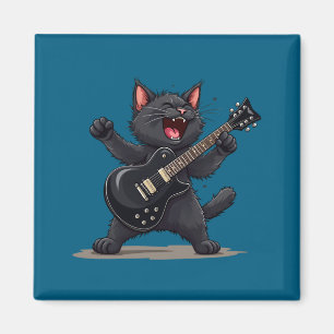 Lustige Rockstar-Katze spielt Gitarre Rock And Rol Magnet