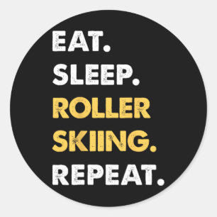 Lustige Rollski-Bekleidung Eat Sleep Rollskiin Runder Aufkleber