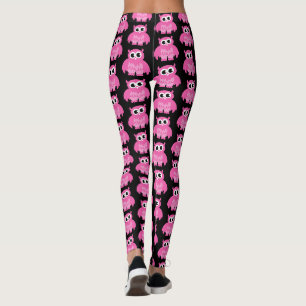 Lustige rosa Eulen Cartoon Muster Workout Leggings