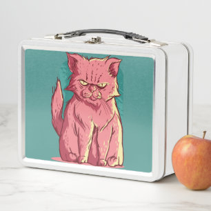 Lustige rosa Katze Metall Brotdose