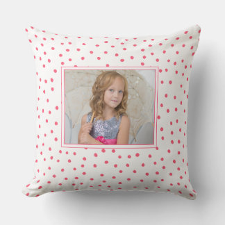Lustige rosa und weiße Punkte-Kinder-Foto  Kissen