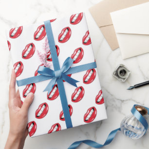 Lustige rote Lippen  Geschenkpapier
