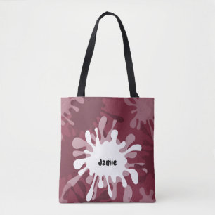 Lustige rote Mal-Spritzer-Name-Tragetasche Tasche