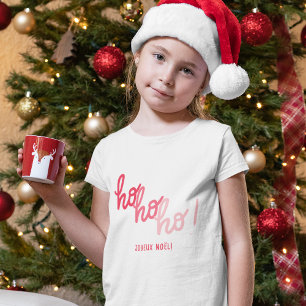 Lustige rote pinke Hohoho Joyeux Noel Typografie T-Shirt