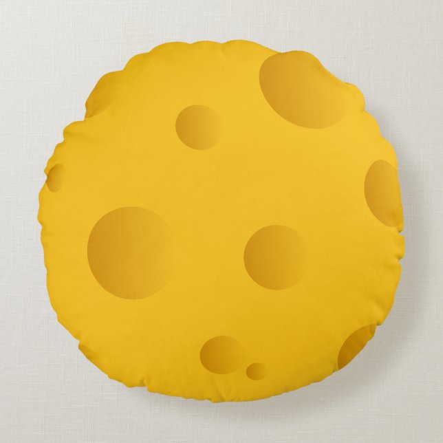 Lustige runde gelbe Käse Rundes Kissen (Vorderseite)
