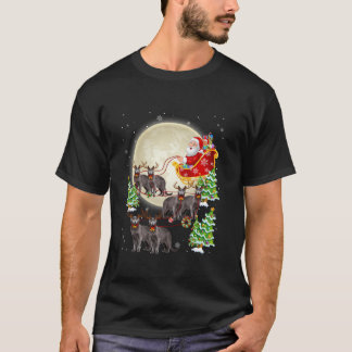 Lustige Russische Blaue Katze Rentier Santa Schlit T-Shirt