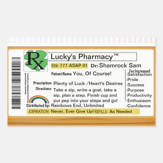 Lustige RX glückliche Apotheke Rechteckiger Aufkleber (Vorderseite)