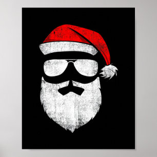 lustige Santa-Claus mit Sonnenbrille und Hutbart c Poster