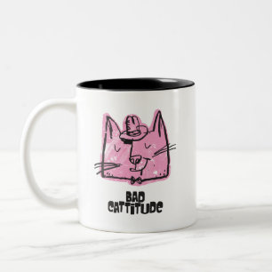 Lustige sarkastische schlechte Katzenattitüde Katz Zweifarbige Tasse
