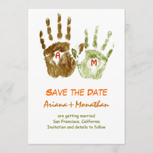 lustige Save-the-Date-Einladung mit Händen Einladung