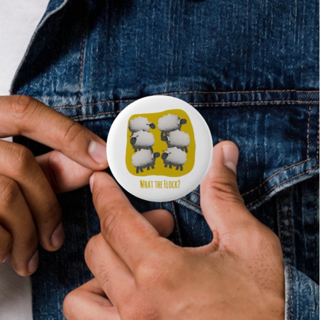 Lustige Schafe „Was soll die Herde?“ Button (Von Creator hochgeladen)