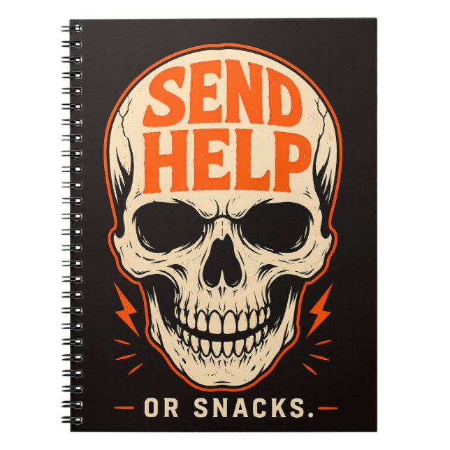 Lustige Schick Hilfe Oder Snacks Retro Totenkopf Notizblock (Vorderseite)
