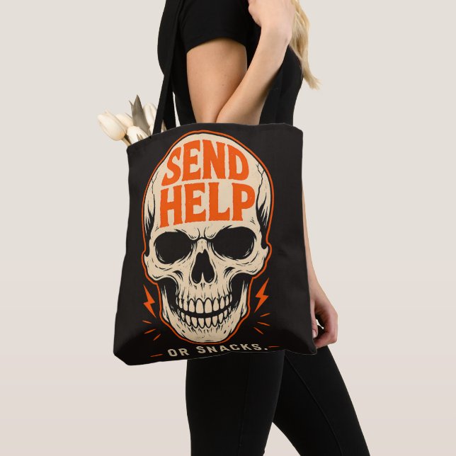Lustige Schick Hilfe Oder Snacks Retro Totenkopf Tasche (Von Nahem)