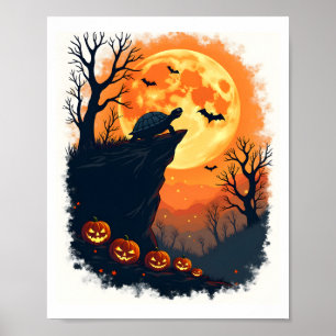 Lustige Schildkröte Halloween Silhouette Gruselige Poster