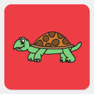 Lustige Schildkröte Quadratischer Aufkleber
