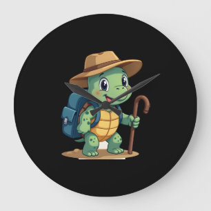 Lustige Schildkröte Wandern Grafik Camping Liebhab Große Wanduhr