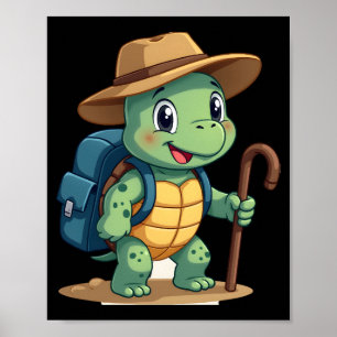 Lustige Schildkröte Wandern Grafik Camping Liebhab Poster