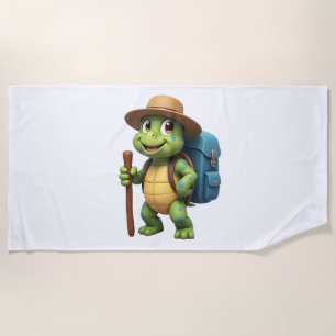 Lustige Schildkröte Wandern Grafik Camping Liebhab Strandtuch