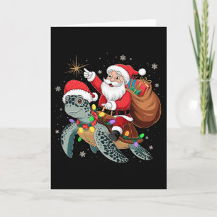 Lustige Schildkröte Weihnachten Santa Reitet Meere Karte